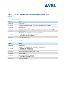 Miniaturansicht Agenda VBLkongress 2025 Online